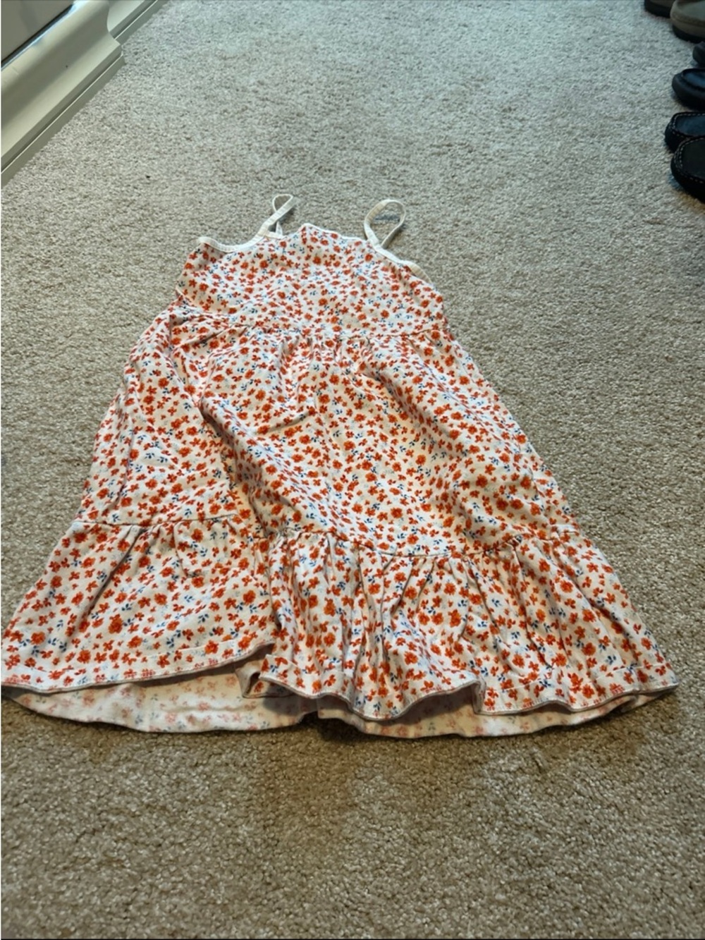 Old Navy White Tank Dress with Orange Floral Motif
